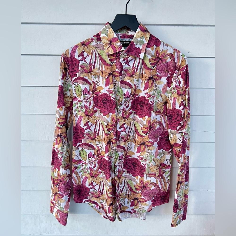 Men’s Slim Floral Print Shirt - Italian Lake Como cotton - Medium